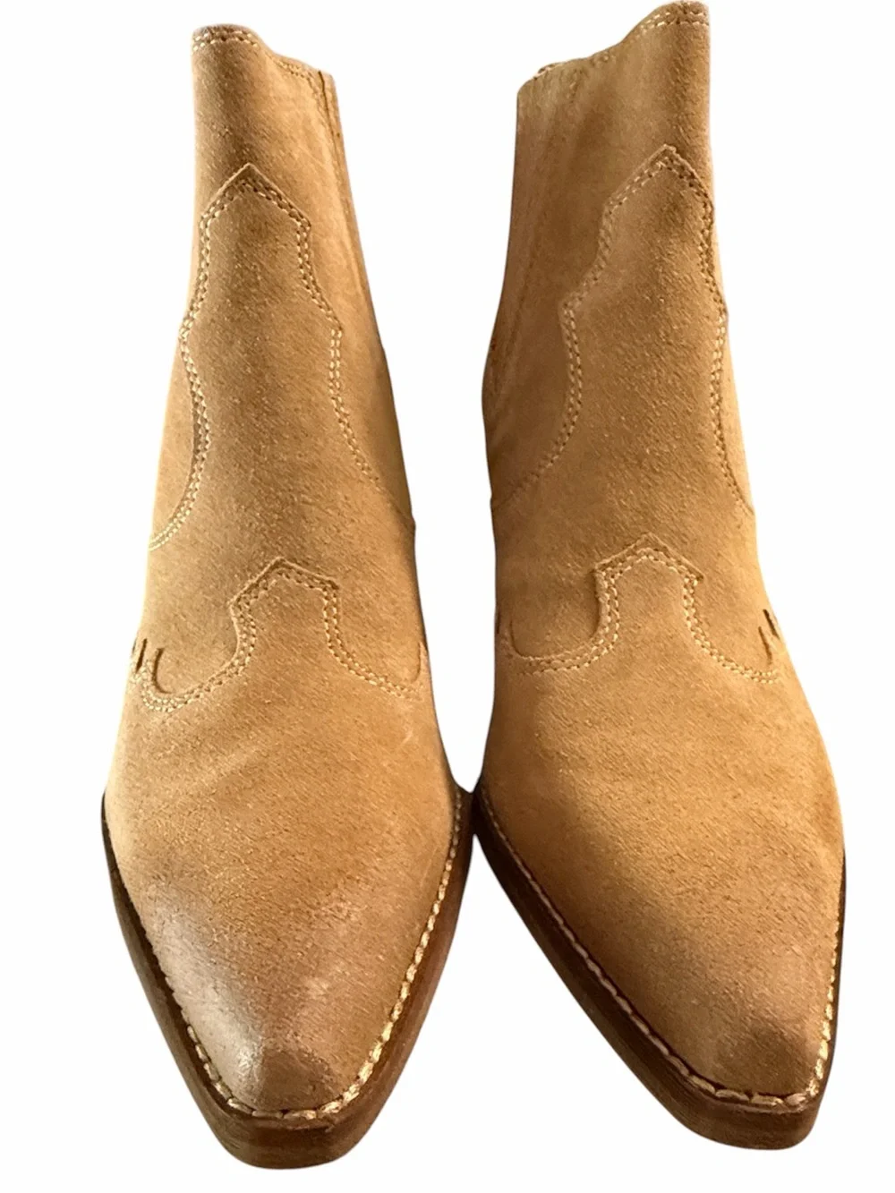 NEW 8.5 Sam Edelman Winona Camel Suede Ankle Boots Tan Leather Booties City Chic